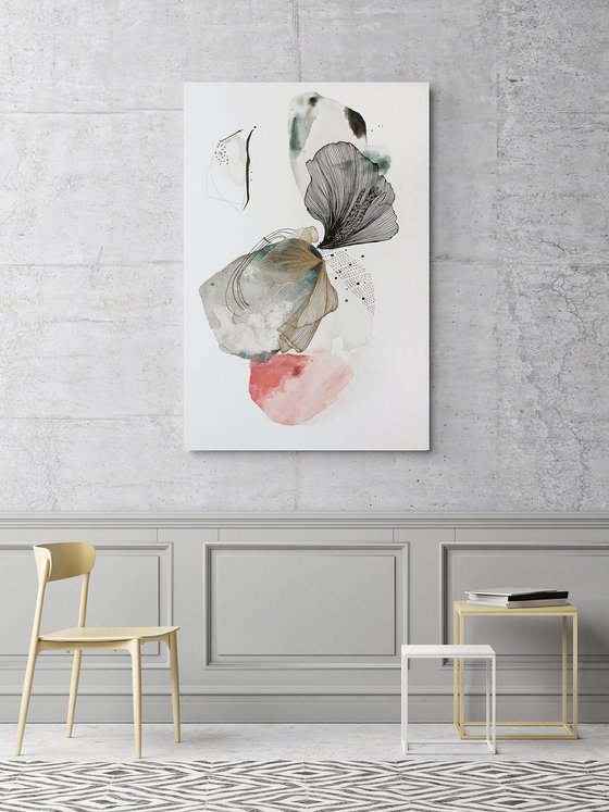 "Concord 4" Abstract teal minimal art