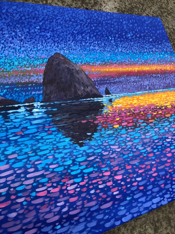Oregon coast, blue sunset