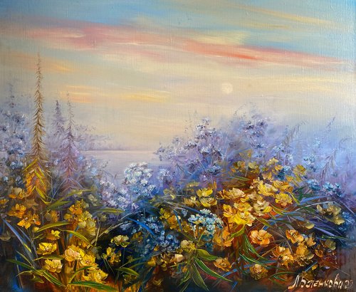 Between autumn and summer. Oil on canvas. by Larisa Batenkova