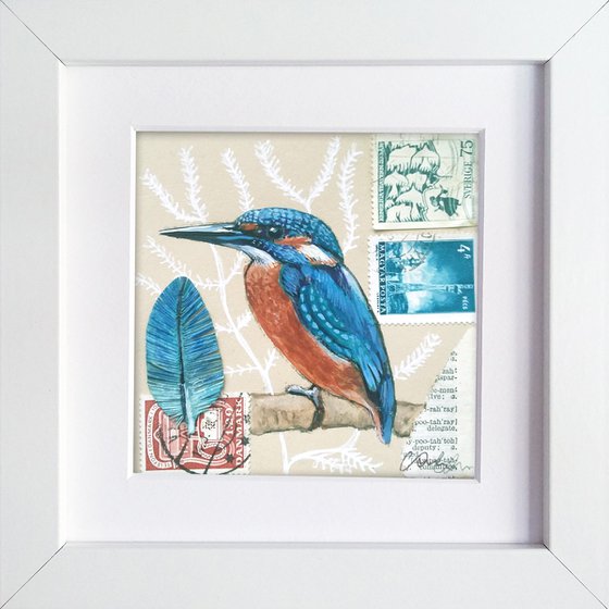 The Kingfisher feather  (framed and ready to hang)