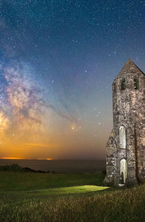 Medieval Lighthouse Next to The Milky Way Giclée Fine Art Print by Chad Powell