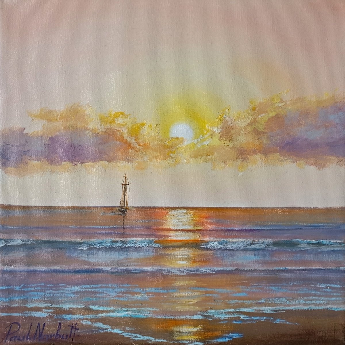 Photorealistic Landscape Oil Painting By Paul Narbutt, 12 X 12", Reflections Of Peace, Original Artwork