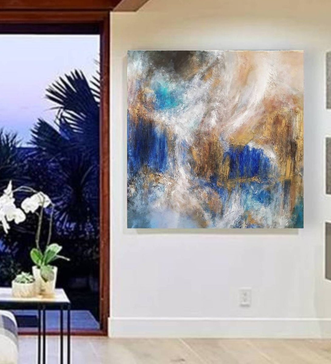Blue miracles 100x100cm Abstract Textured Painting by Alexandra Petropoulou