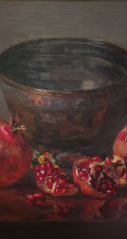 Pomegranates, still life by Vachagan Manukyan
