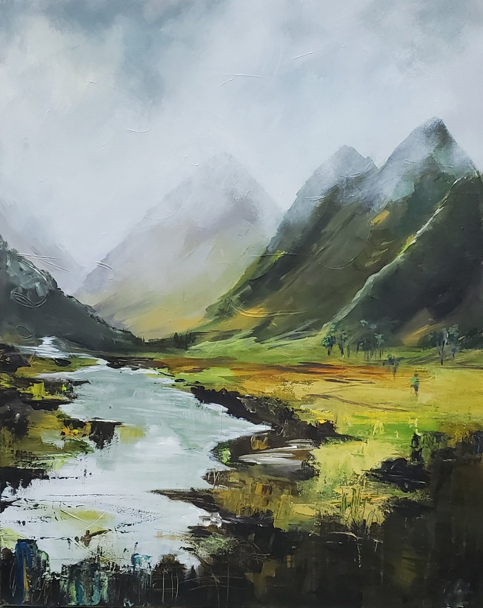 Impressionistic Landscape Acrylic Painting By Niyati Jiwani, 24 X 30", Gaze, Original Artwork