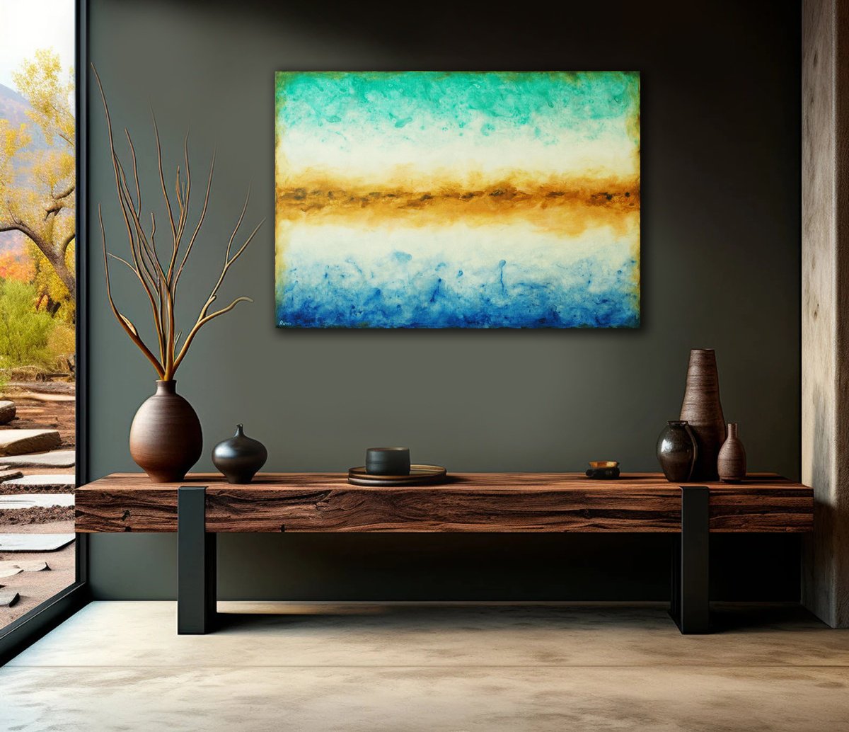 Abstract Acrylic Painting By Rumen Spasov, 39 X 28", "Beyond Words", Original Artwork