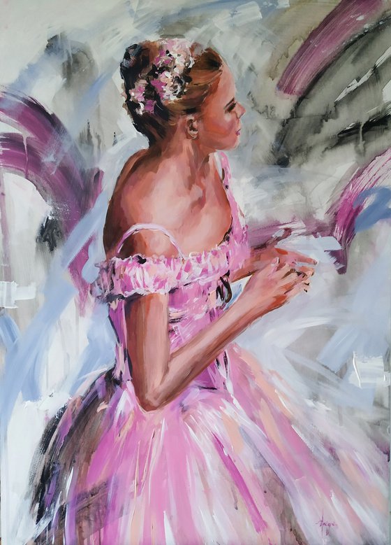 Poem -Ballerina- woman Painting on MDF
