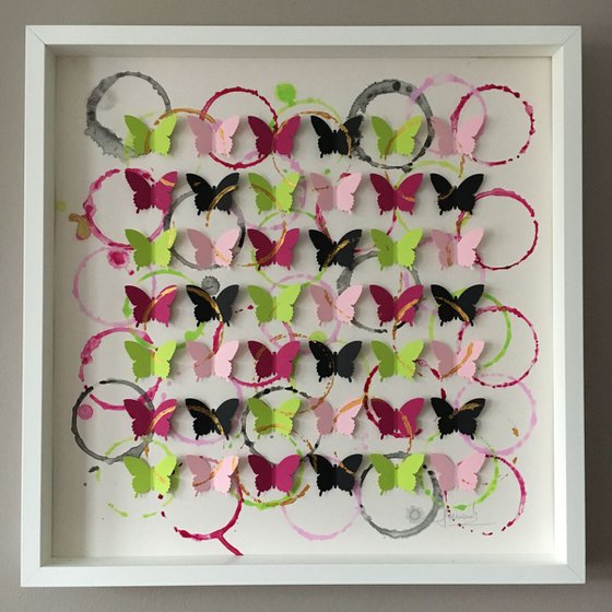 Butterfly Wine (Magenta, Pink, Black and Green)