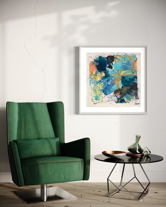 Blue Horizon - energetic bold abstract painting urban art