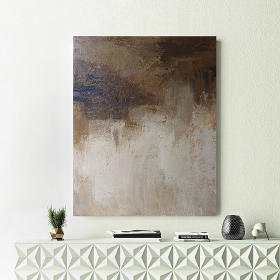 "Glow" Brown beige minimalist textured art