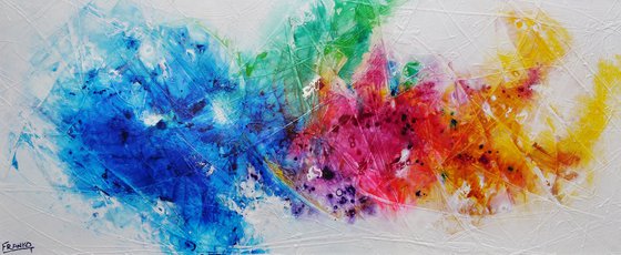 Colour Rush 240cm x 100cm Colourful Abstract Art