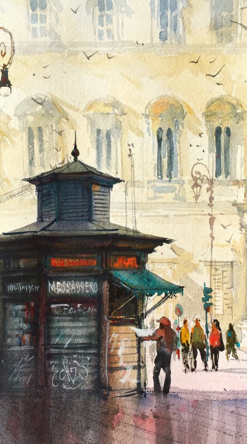 Newspaper stall Rome by Samira Yanushkova