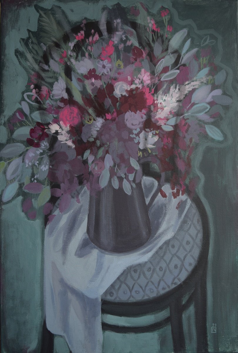Bouquet on a green background by Polina Kharlamova