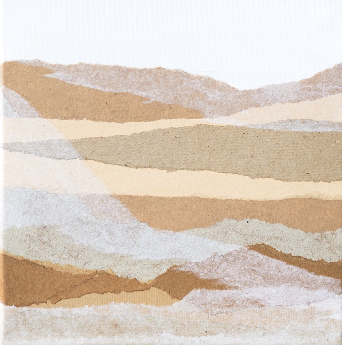 Abstract Landscape Collage By Fabienne Monestier, 12 X 12, Strata Countryside, Original Artwork