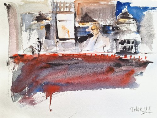 "Jazz Night at the Bar" life drawing by Irina Bibik-Chkolian