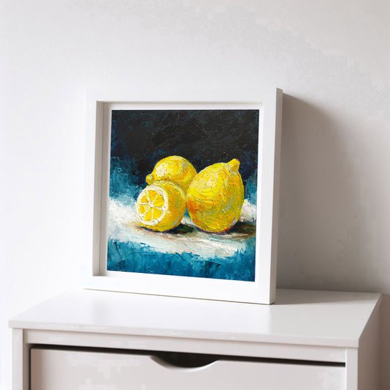 Still life of three lemons