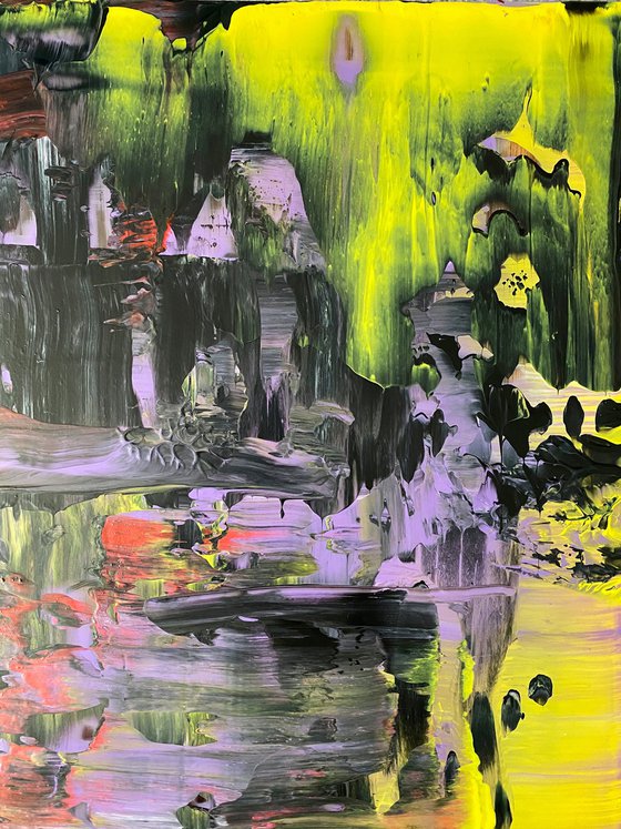 "Cleaning Up Your Mess" - Original PMS Acrylic Painting On Plexiglass, Framed - 38 x 26 inches