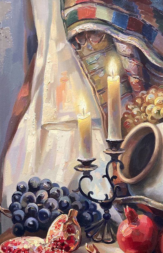 Pomegranates and candles