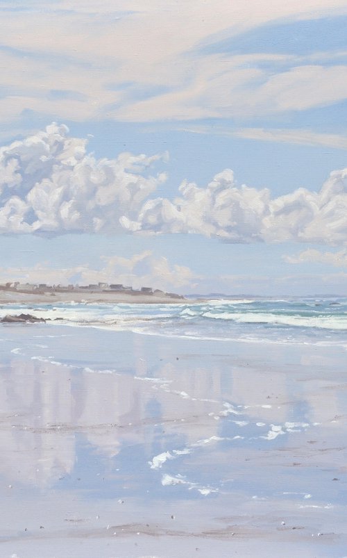 Brittany beach, reflections at low tide by ANNE BAUDEQUIN
