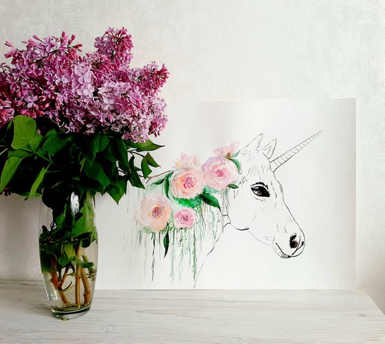 Unicorn with flowers