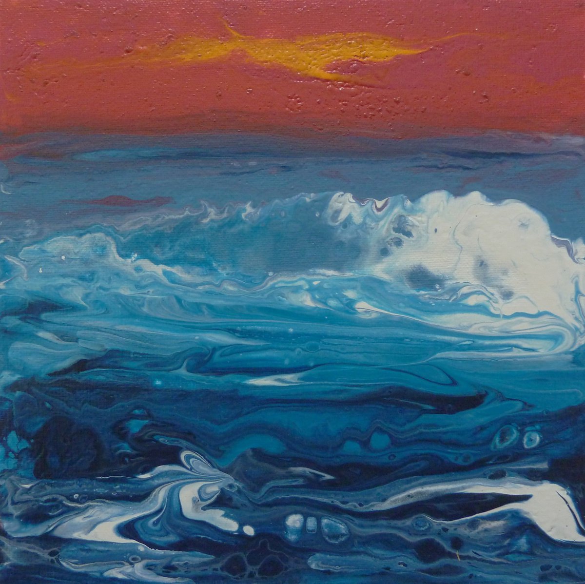 Red Sky and Waves by Linda Monk
