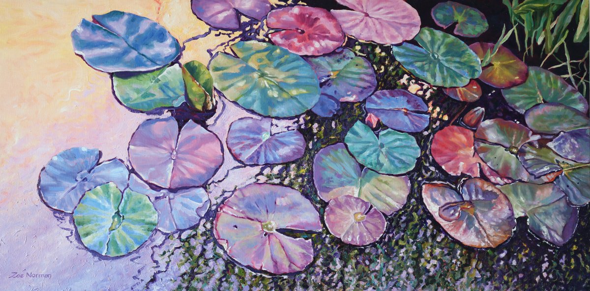 Apricot Pond By Zoe Elizabeth Norman, 40 X 20, Artwork For Sale On Artfinder