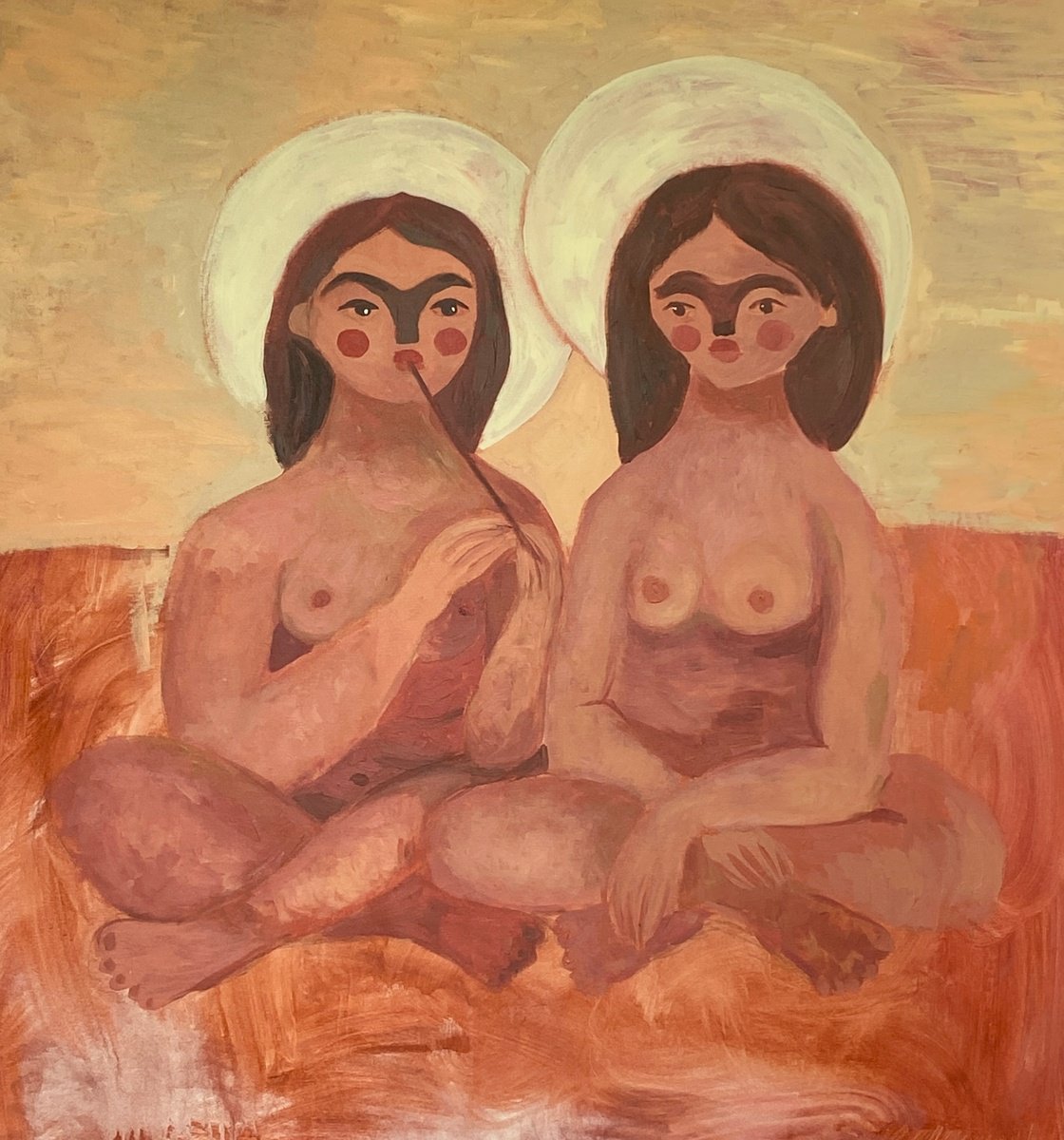 Impressionistic Portrait Acrylic Painting By Dasha Pogodina, 35 X 39, Play For Me, Original Artwork