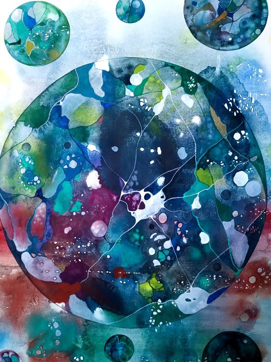 Floating 2 , grey planet