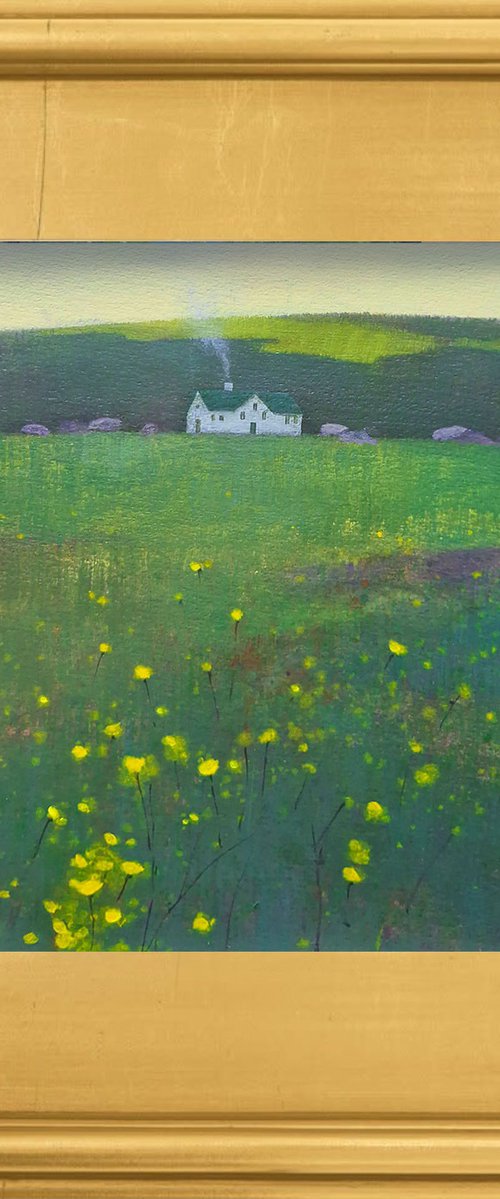 Green Hill & Golden Blooms by Ayna Paisley