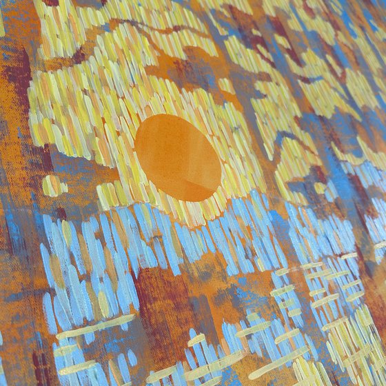 Through the Pines. Yellow Sunset
