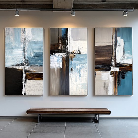 Mapped by Water Triptych 240x140 cm
