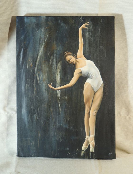 'On Pointe' , Ballerina Painting, Ballet Dancer, Oil on Canvas