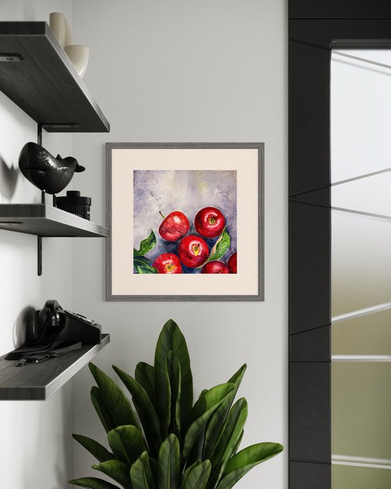 Red Apples on Cement