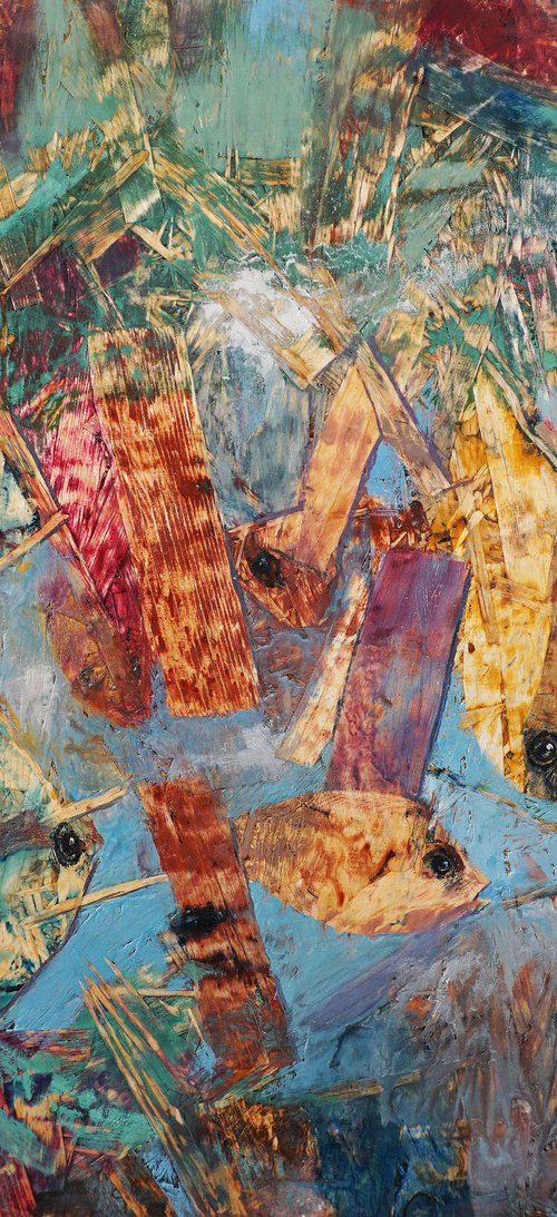 The Lake  (hot wax on OSB) by Dora Stork