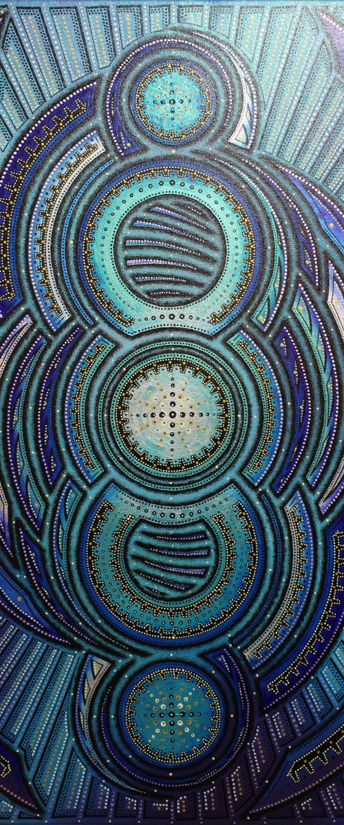 Contemporary painting: Iridescent blue cycle by Jonathan Pradillon