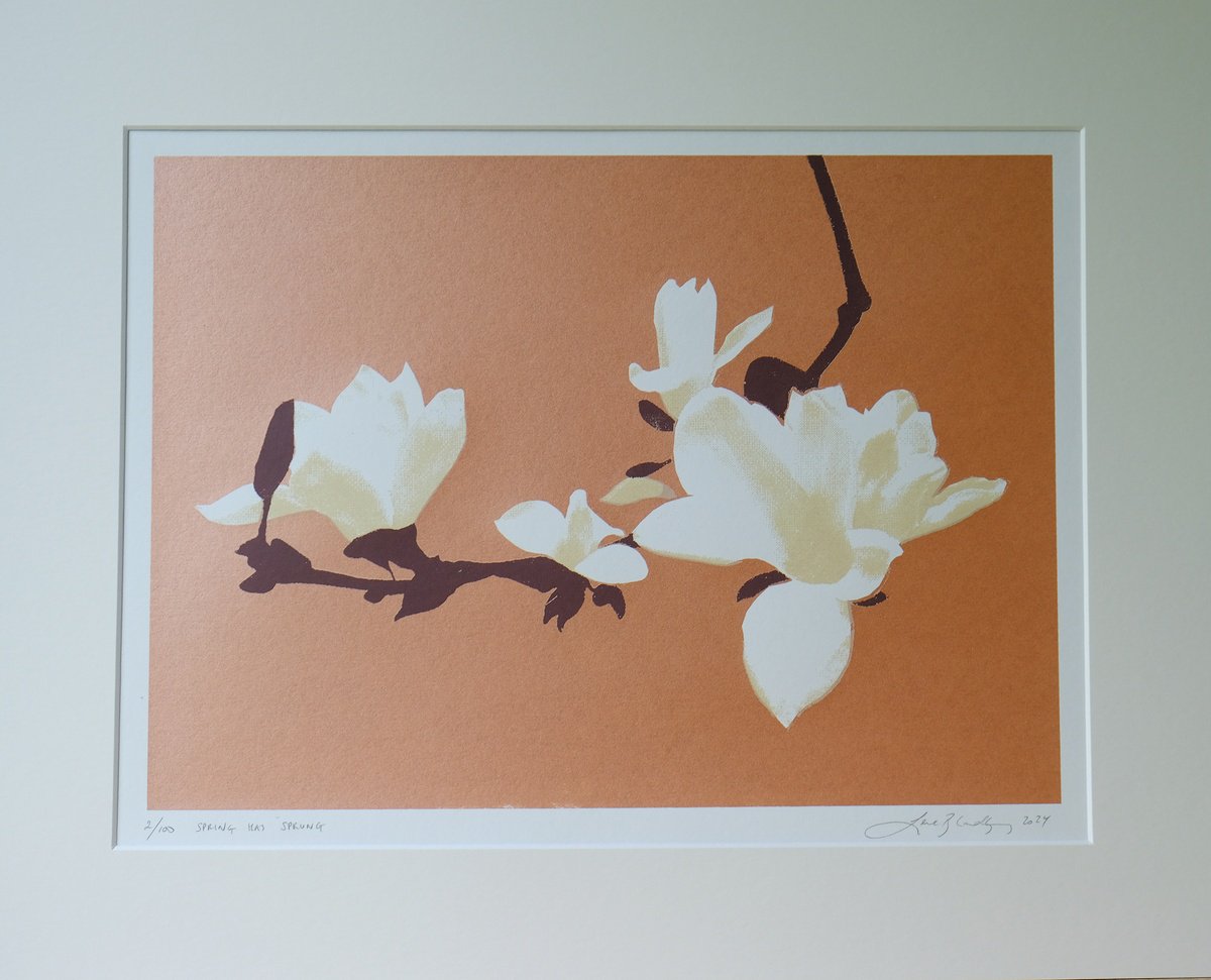 Botanical Screenprint By Lene Bladbjerg, 20 X 16", Spring Has Sprung, Original Artwork