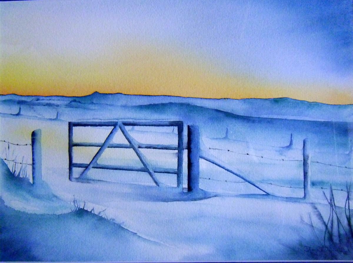 Field gate in the Snow by Diana Dabinett