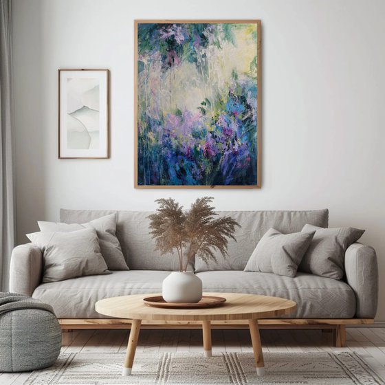 Lilac Waterfall. Abstract Floral Landscape