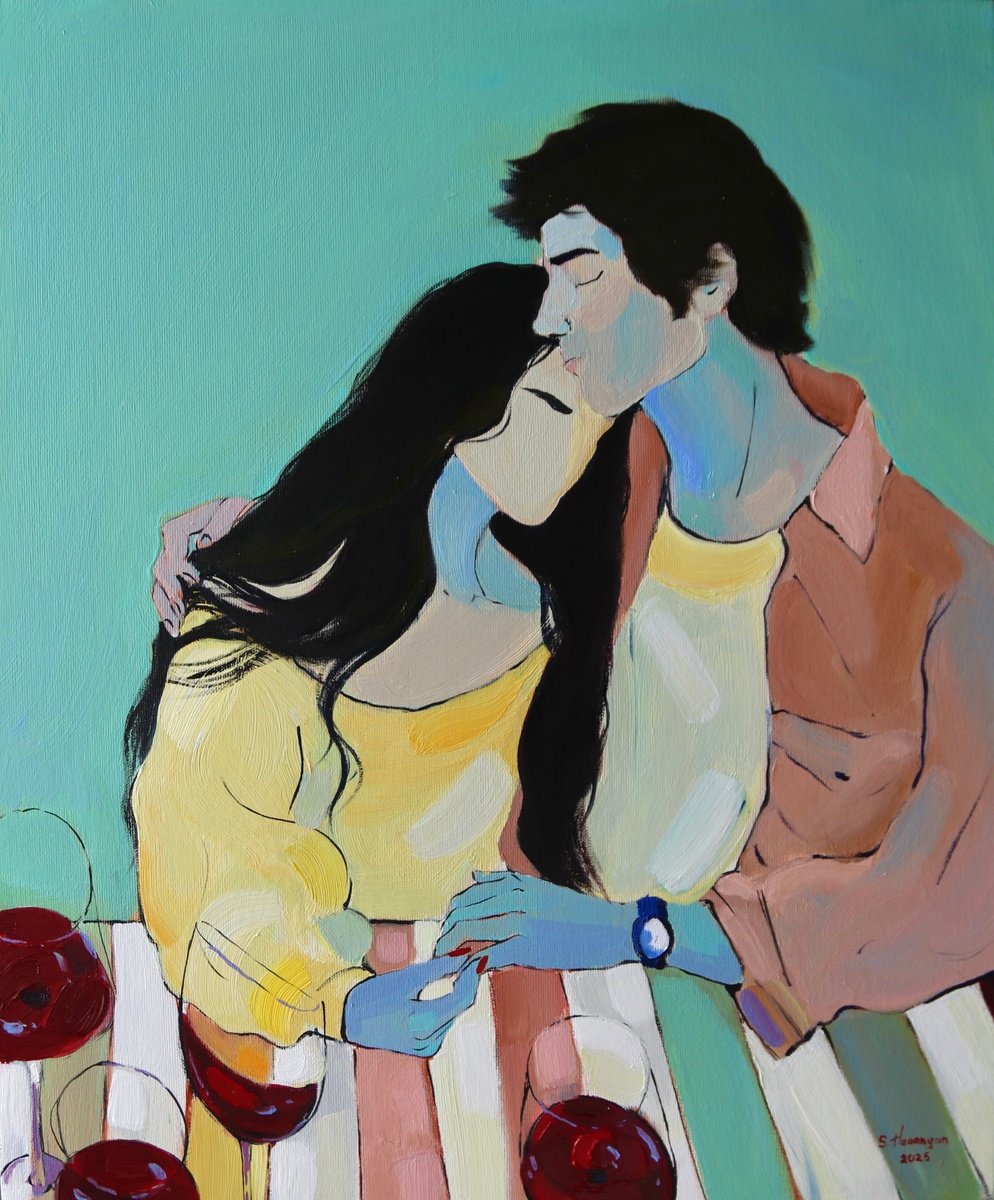 Abstract Oil Painting By Sirarpi Hunanyan, 20 X 24", Love, Original Artwork