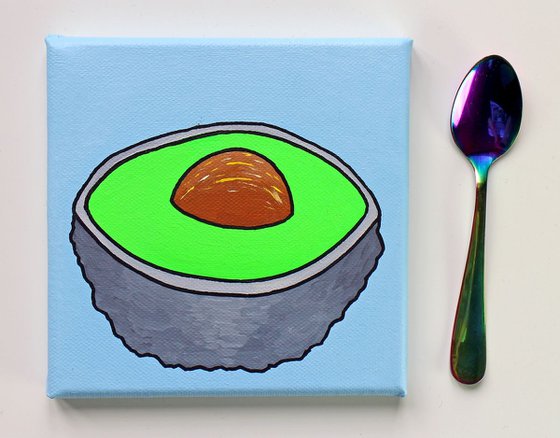 Avocado Half Pop Art Painting on Miniature Canvas