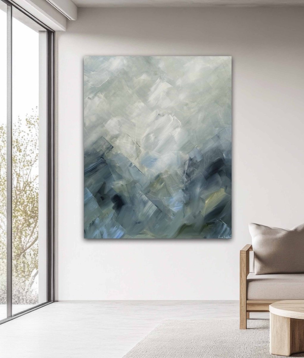Abstract Landscape Acrylic Painting By Ivana Gigovic, 39 X 47, Silent Peaks, Original Artwork