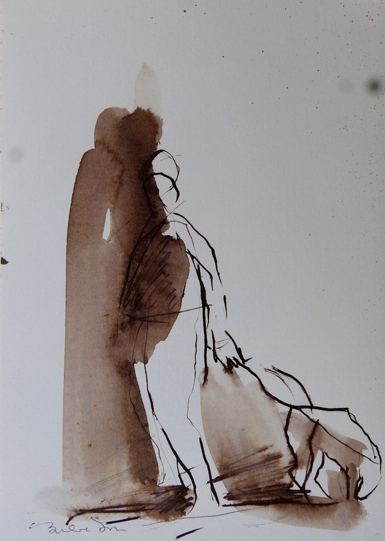 The Dog Walker 3, ink on paper 15x21 cm