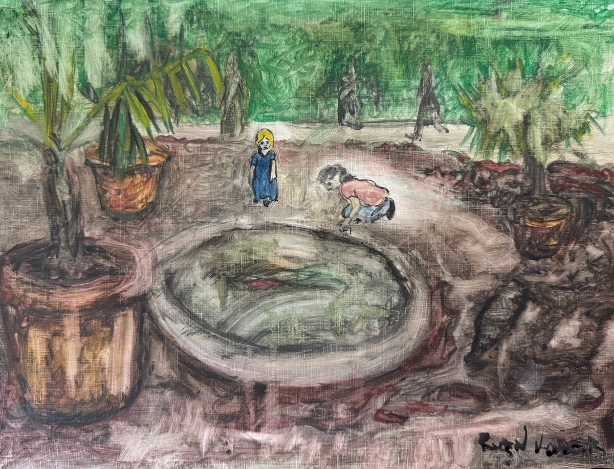 Illustrative Portrait Watercolour By Ryan Louder, 40 X 30", Spotting Fish, Original Artwork