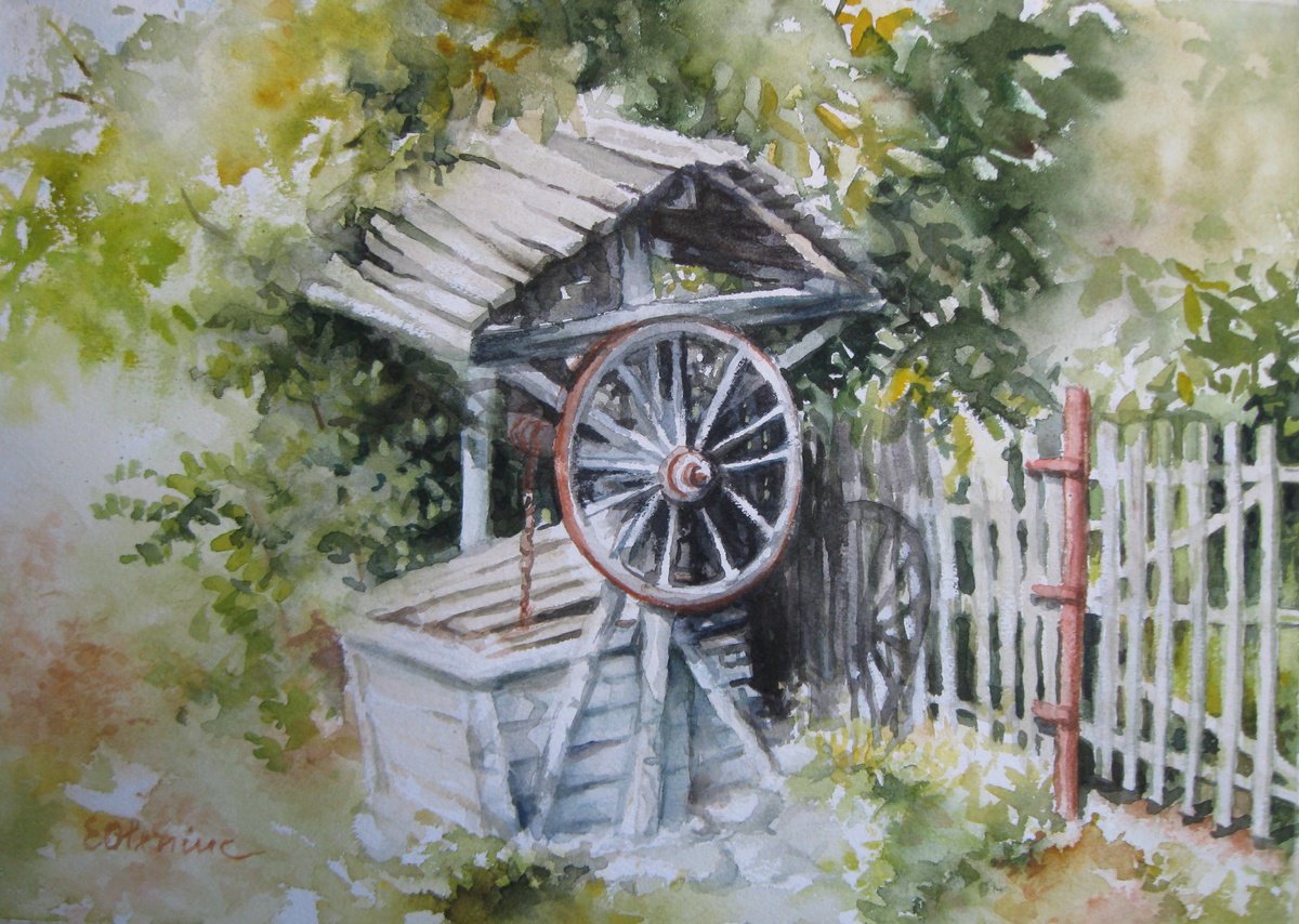 Impressionistic Cityscapes Watercolour By Elena Oleniuc, 15 X 11, The Fountain, Original Artwork