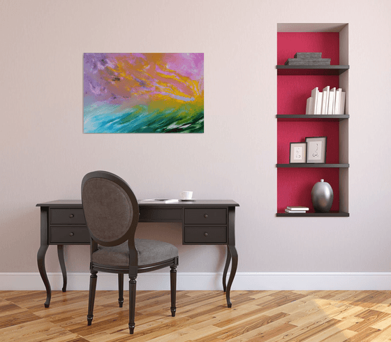Le vie en rose - 90x60 cm,  LARGE XL, Original abstract painting, oil on canvas