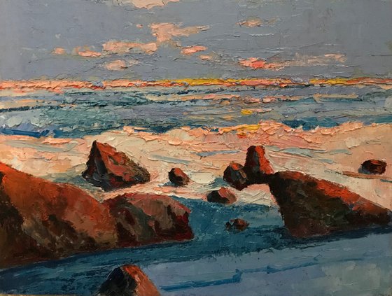 Light again seascape oil painting