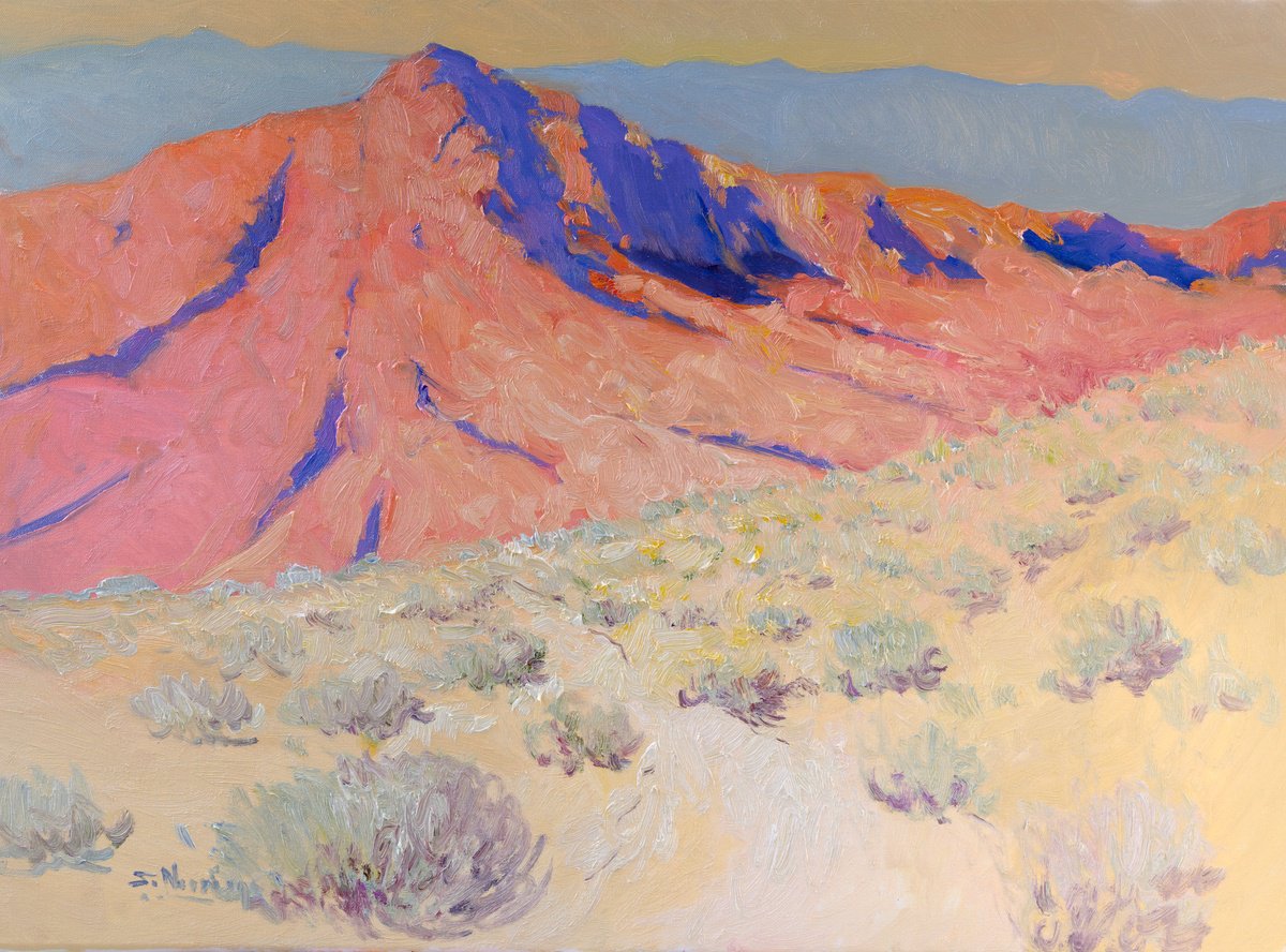 Expressive Landscape Oil Painting By Suren Nersisyan, 30 X 22", Desert Landscape, Original Artwork