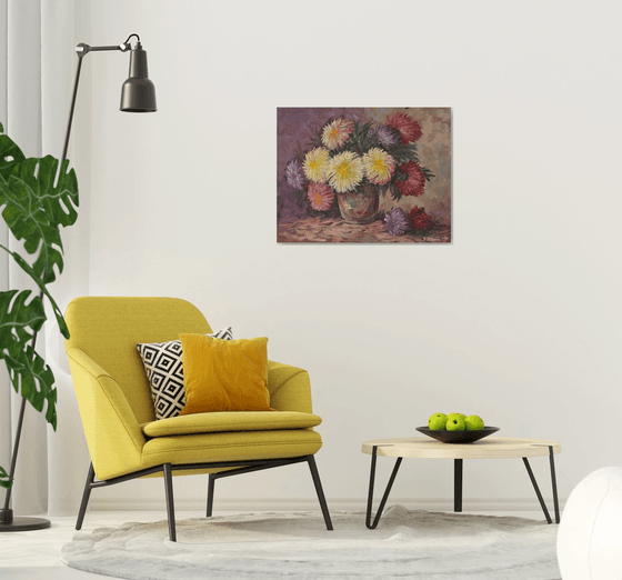 Chrysanthemum(90x70cm, oil painting ready to hang)