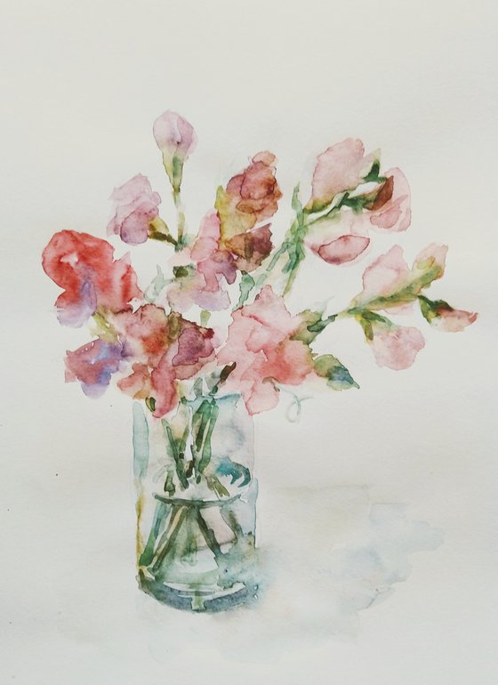 Sweet pea (Enchanting).  Original watercolour painting 2021