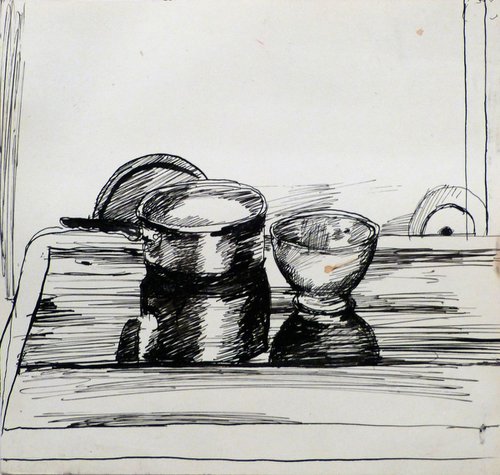 Still Life: Cooking Pot And Bowl #2, 24x23 cm by Frederic Belaubre